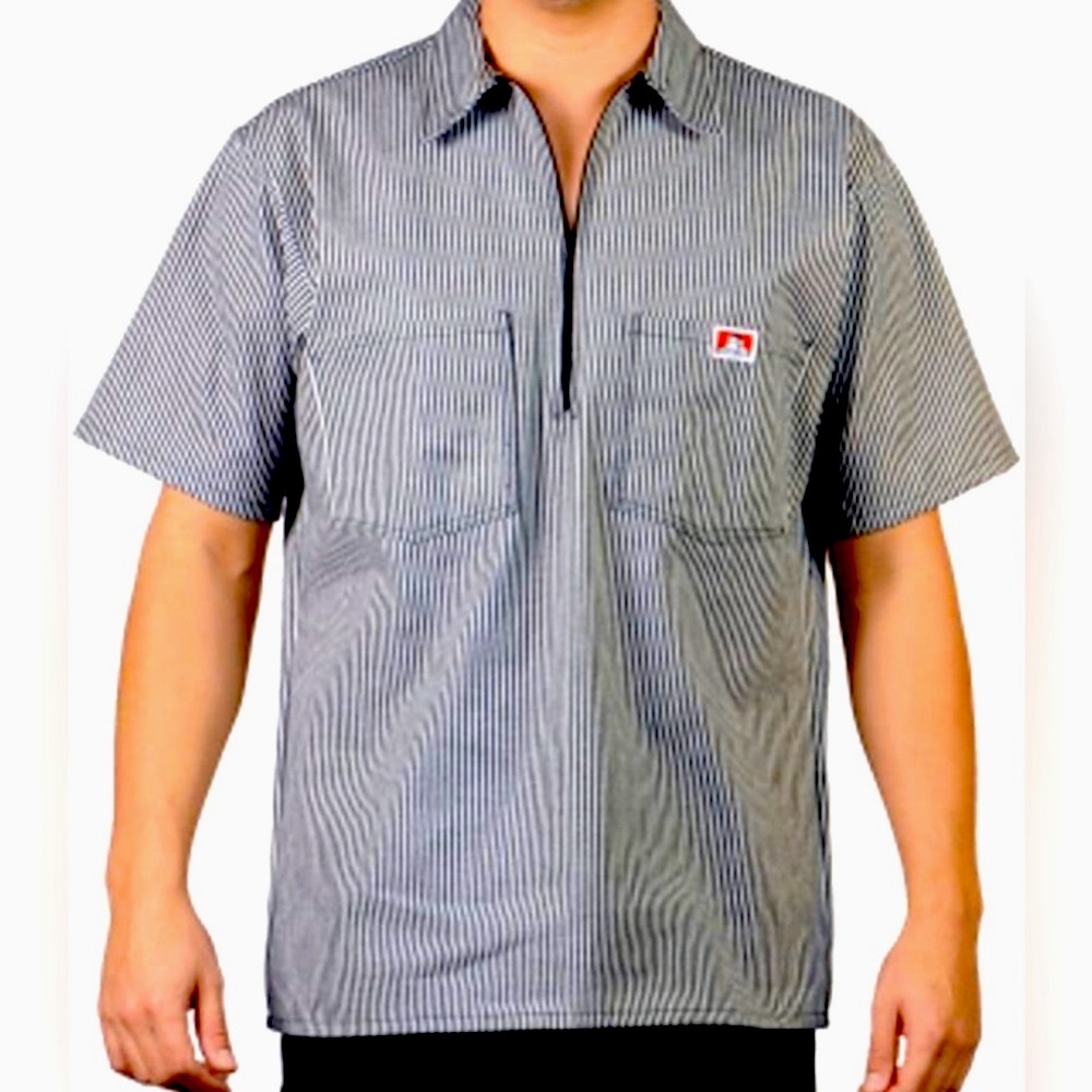 Ben Davis Striped half zip work shirt